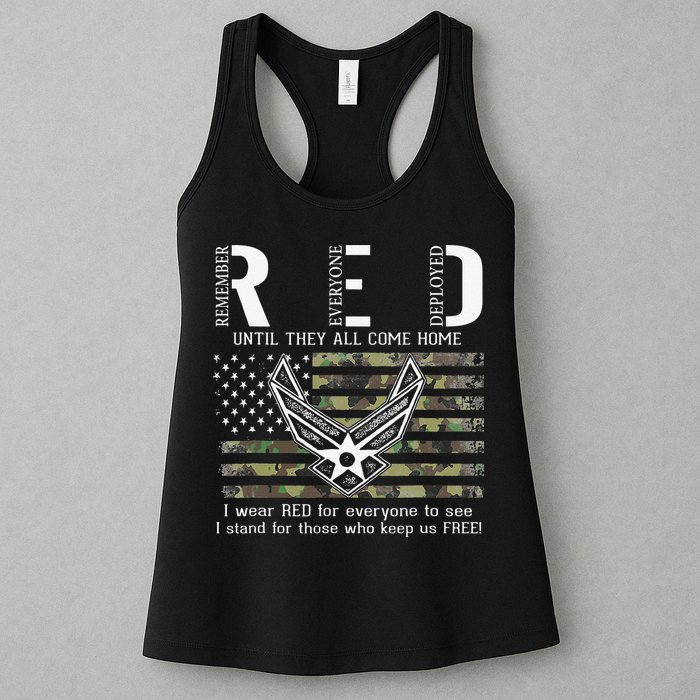 US Air Force Support RED Friday Remember Everyone Deployed Womens Tank Top