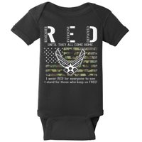 US Air Force Support RED Friday Remember Everyone Deployed Baby Bodysuit
