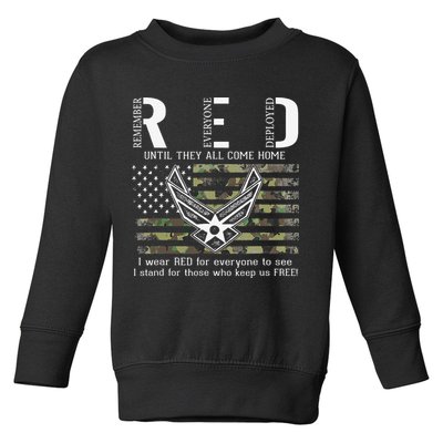 US Air Force Support RED Friday Remember Everyone Deployed Toddler Sweatshirt