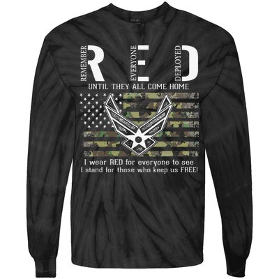 US Air Force Support RED Friday Remember Everyone Deployed Tie-Dye Long Sleeve Shirt