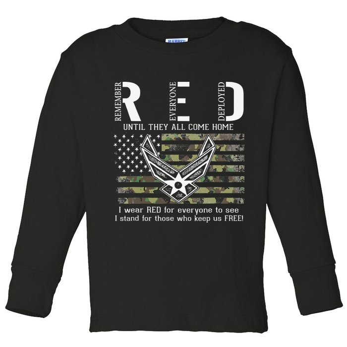 US Air Force Support RED Friday Remember Everyone Deployed Toddler Long Sleeve Shirt