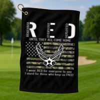 US Air Force Support RED Friday Remember Everyone Deployed Golf Towel