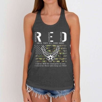 US Air Force Support RED Friday Remember Everyone Deployed Women's Knotted Racerback Tank