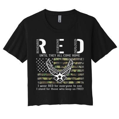 US Air Force Support RED Friday Remember Everyone Deployed Crop Top