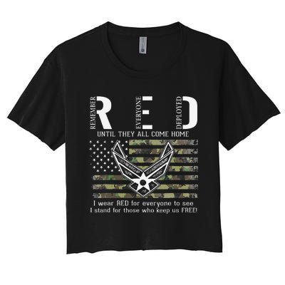 US Air Force Support RED Friday Remember Everyone Deployed Women's Crop Top Tee