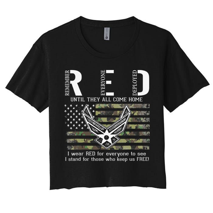 US Air Force Support RED Friday Remember Everyone Deployed Crop Top