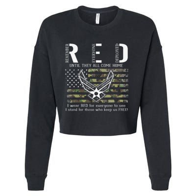 US Air Force Support RED Friday Remember Everyone Deployed Cropped Pullover Crew