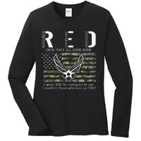 US Air Force Support RED Friday Remember Everyone Deployed Ladies Long Sleeve Shirt