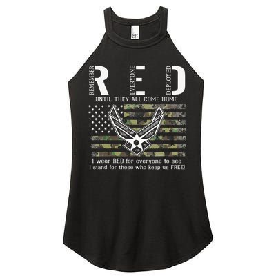 US Air Force Support RED Friday Remember Everyone Deployed Women's Perfect Tri Rocker Tank