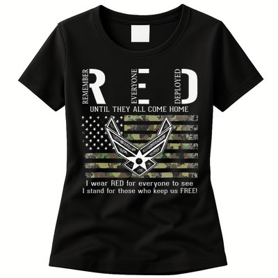 US Air Force Support RED Friday Remember Everyone Deployed Womens T-Shirt