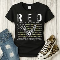 US Air Force Support RED Friday Remember Everyone Deployed Womens T-Shirt
