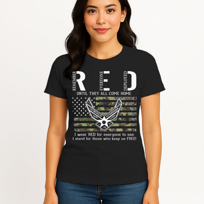 US Air Force Support RED Friday Remember Everyone Deployed Womens T-Shirt