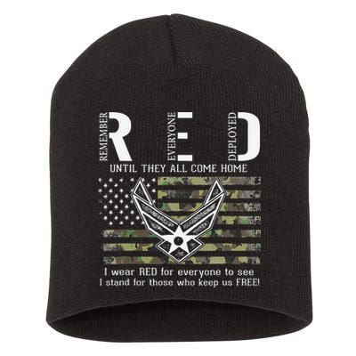 US Air Force Support RED Friday Remember Everyone Deployed Short Acrylic Beanie