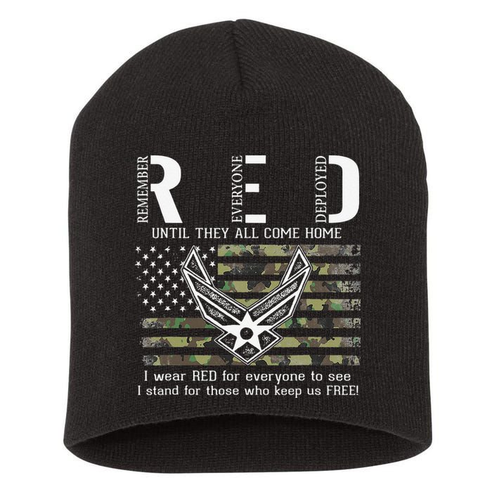 US Air Force Support RED Friday Remember Everyone Deployed Short Acrylic Beanie