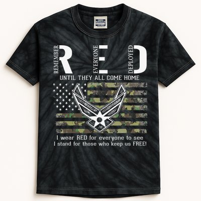 US Air Force Support RED Friday Remember Everyone Deployed Kids Tie-Dye T-Shirt