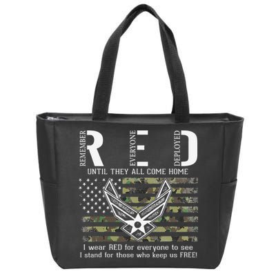 US Air Force Support RED Friday Remember Everyone Deployed Zip Tote Bag
