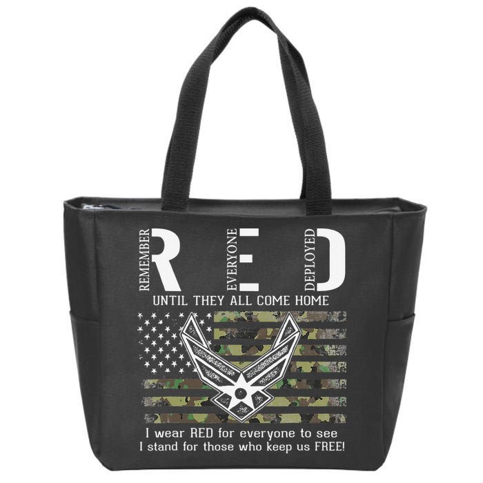 US Air Force Support RED Friday Remember Everyone Deployed Zip Tote Bag