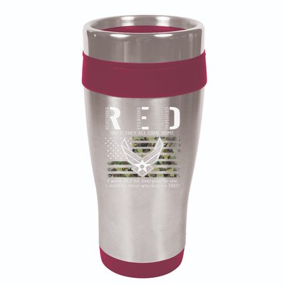 US Air Force Support RED Friday Remember Everyone Deployed 16oz Travel Tumbler