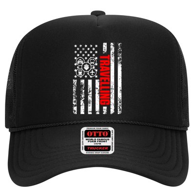US American Flag Explore Whole World Patriotic Travelling Trucker Hat