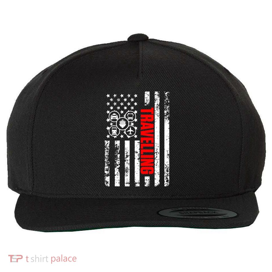 US American Flag Explore Whole World Patriotic Travelling Wool Snapback Cap