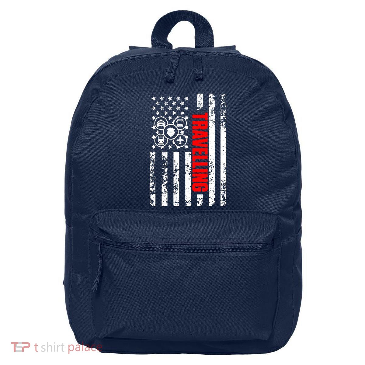 US American Flag Explore Whole World Patriotic Travelling 16 in Basic Backpack