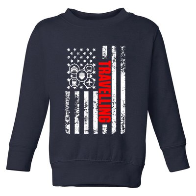 US American Flag Explore Whole World Patriotic Travelling Toddler Sweatshirt