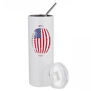 Us American Flag Football Patriotic Usa Gift Stainless Steel Tumbler