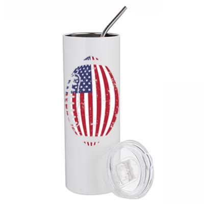 Us American Flag Football Patriotic Usa Gift Stainless Steel Tumbler