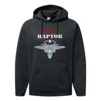 US Air Force Military Aviation F22 Raptor Proud Air Force Performance Fleece Hoodie