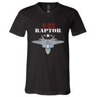 US Air Force Military Aviation F22 Raptor Proud Air Force V-Neck T-Shirt