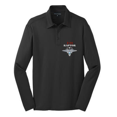 US Air Force Military Aviation F22 Raptor Proud Air Force Silk Touch Performance Long Sleeve Polo