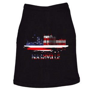 USA American Flag Cityscape Nashville Tennessee Skyline Doggie Tank