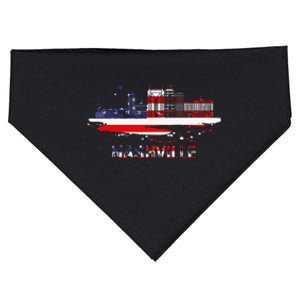 USA American Flag Cityscape Nashville Tennessee Skyline USA-Made Doggie Bandana