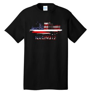 USA American Flag Cityscape Nashville Tennessee Skyline Tall T-Shirt