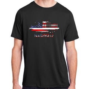 USA American Flag Cityscape Nashville Tennessee Skyline Adult ChromaSoft Performance T-Shirt