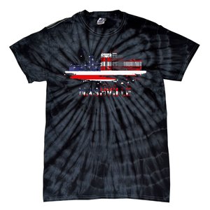 USA American Flag Cityscape Nashville Tennessee Skyline Tie-Dye T-Shirt