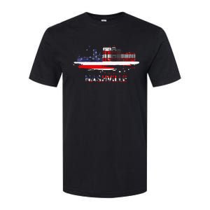 USA American Flag Cityscape Nashville Tennessee Skyline Softstyle CVC T-Shirt