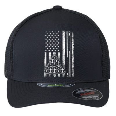 Usa American Flag Pool Player Sports Lover Billiard Game Gift Ideas For Fan Flexfit Unipanel Trucker Cap