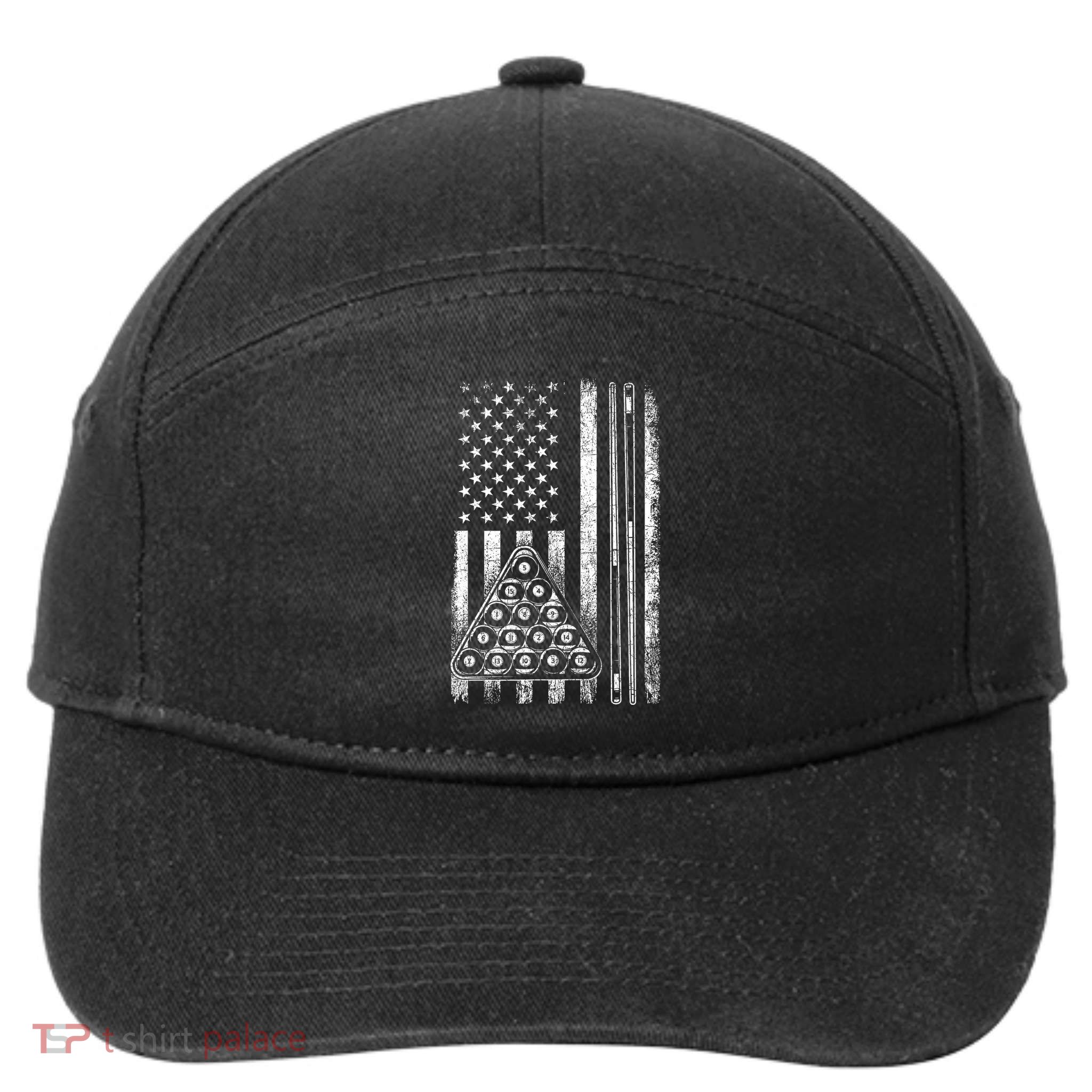 Usa American Flag Pool Player Sports Lover Billiard Game Gift Ideas For Fan 7-Panel Snapback Hat