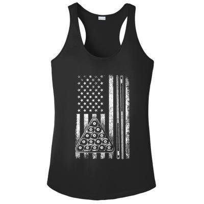 Usa American Flag Pool Player Sports Lover Billiard Game Gift Ideas For Fan Ladies PosiCharge Competitor Racerback Tank