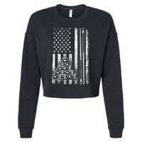 Usa American Flag Pool Player Sports Lover Billiard Game Gift Ideas For Fan Cropped Pullover Crew