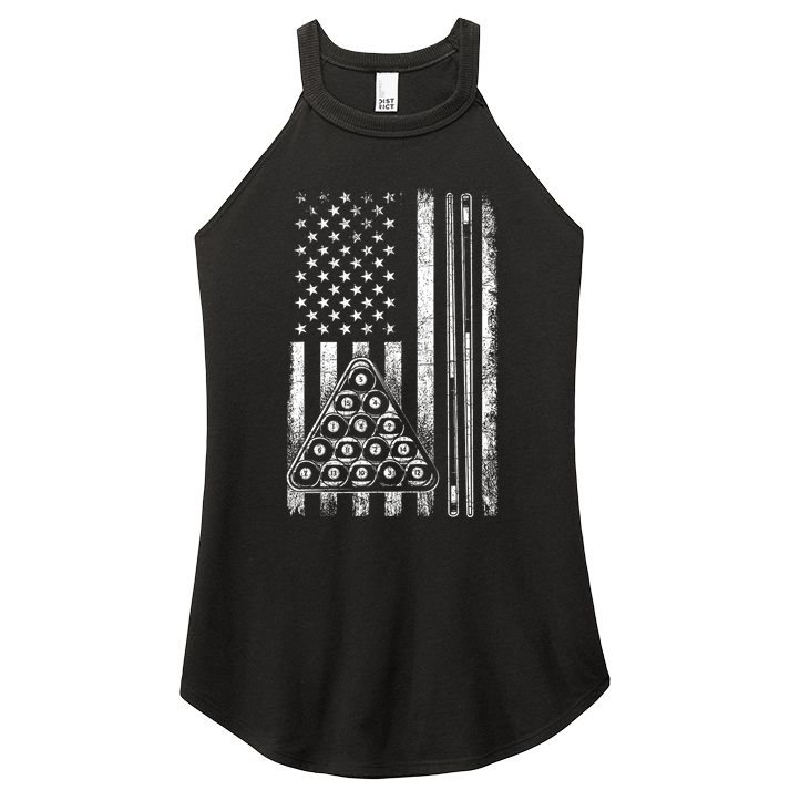 Usa American Flag Pool Player Sports Lover Billiard Game Gift Ideas For Fan Women's Perfect Tri Rocker Tank