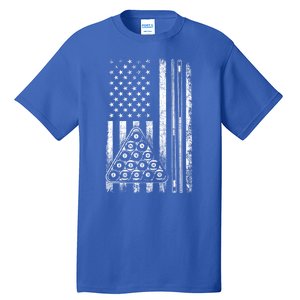 Usa American Flag Pool Player Sports Lover Billiard Game Gift Ideas For Fan Tall T-Shirt