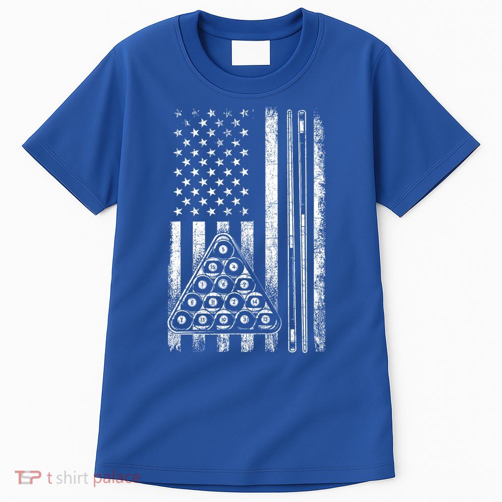 Usa American Flag Pool Player Sports Lover Billiard Game Gift Ideas For Fan Tall T-Shirt