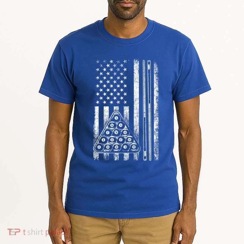 Usa American Flag Pool Player Sports Lover Billiard Game Gift Ideas For Fan Tall T-Shirt