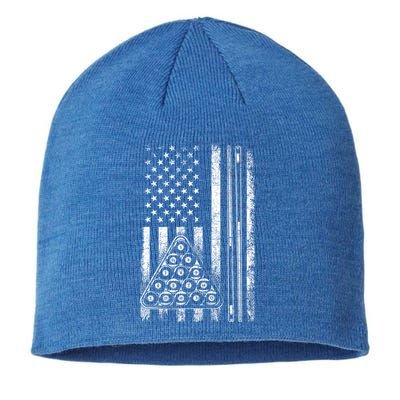 Usa American Flag Pool Player Sports Lover Billiard Game Gift Ideas For Fan Sustainable Beanie