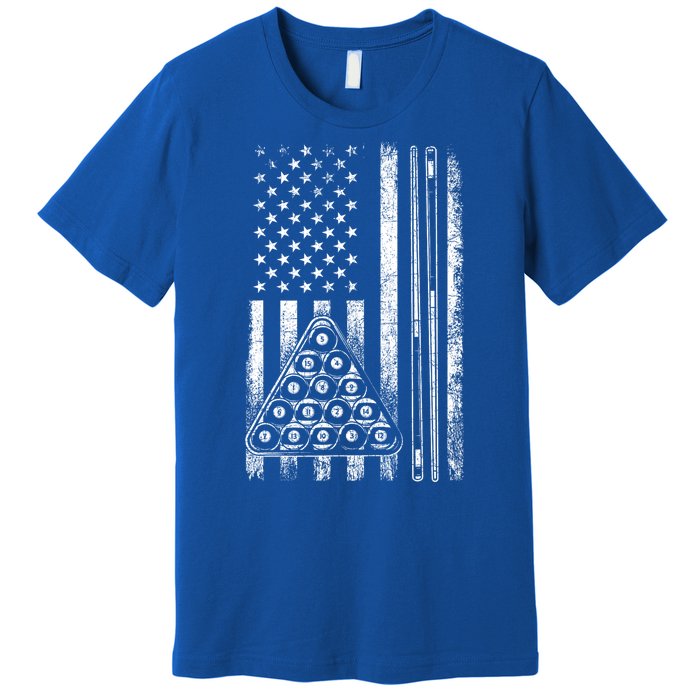 Usa American Flag Pool Player Sports Lover Billiard Game Gift Ideas For Fan Premium T-Shirt