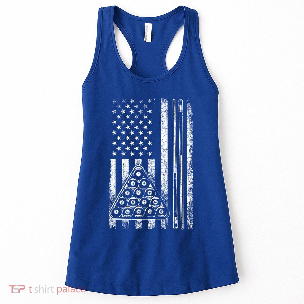 Usa American Flag Pool Player Sports Lover Billiard Game Gift Ideas For Fan Womens Tank Top