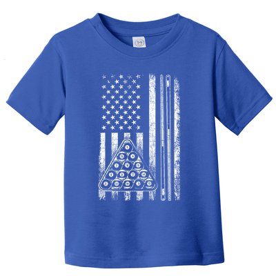 Usa American Flag Pool Player Sports Lover Billiard Game Gift Ideas For Fan Toddler T-Shirt