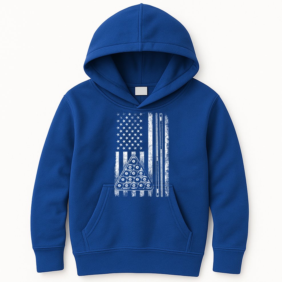 Usa American Flag Pool Player Sports Lover Billiard Game Gift Ideas For Fan Kids Hoodie